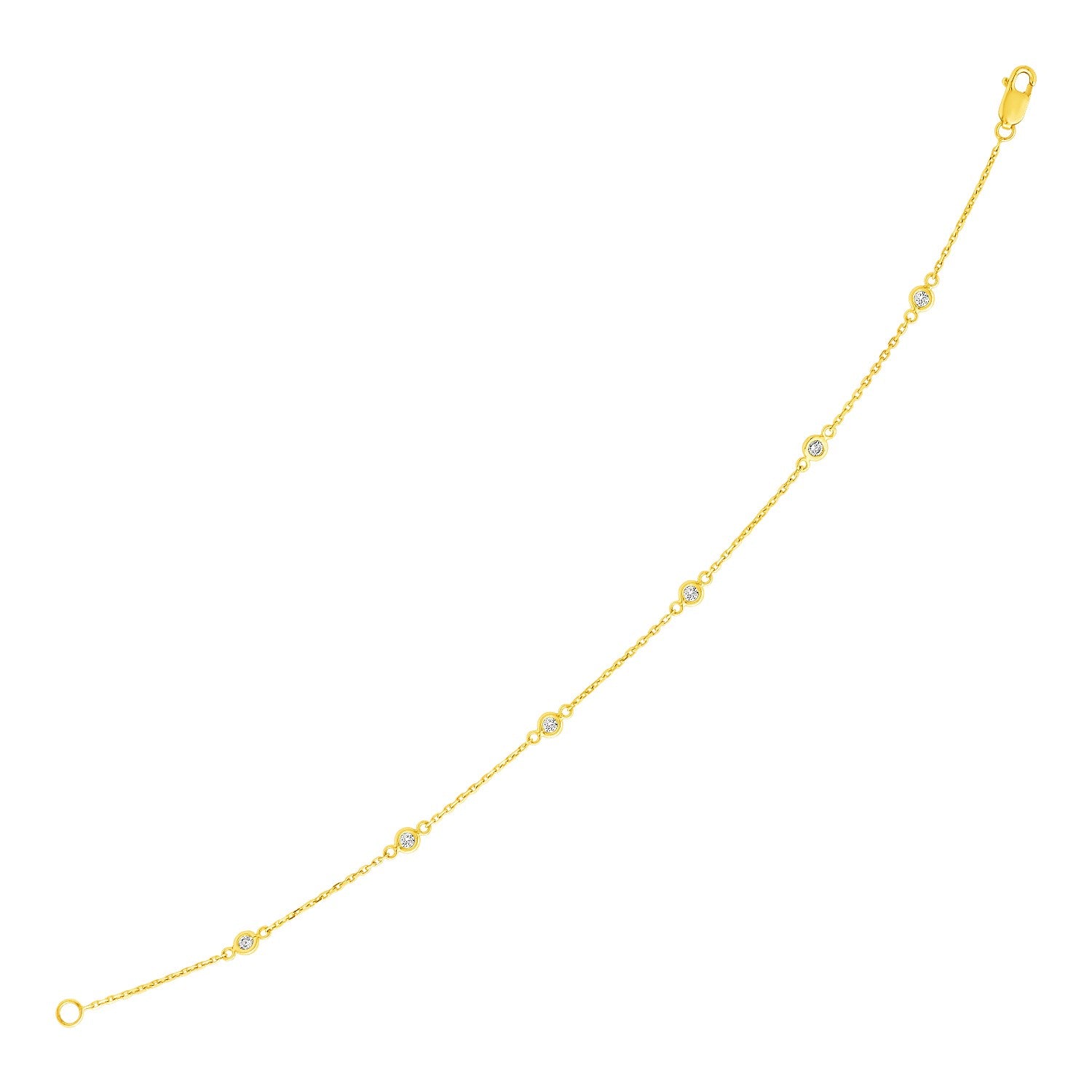 14k Yellow Gold 7 inch Bracelet with Diamond Stations (3.30 mm) in a sleek high-contrast midnight luxury editorial style